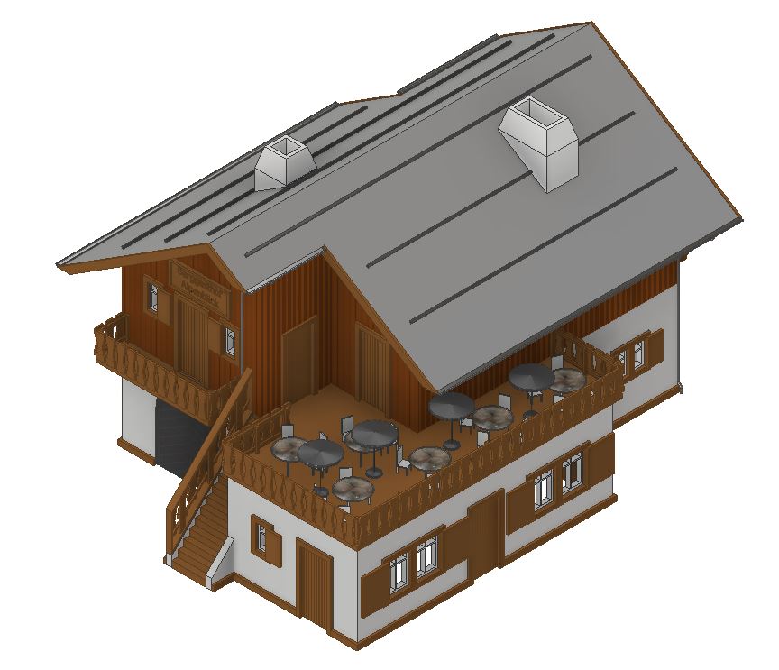 二层洋楼3D数模图纸